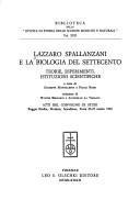 Front cover of Lazzaro Spallanzani e la biologia del Settecento by Giuseppe Montalenti