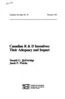 Cover of Canadian R & D incentives by D. G. McFetridge
