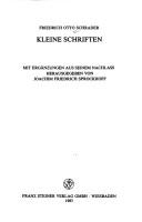 Front cover of Kleine Schriften by Friedrich Otto Schrader