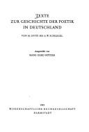 Front cover of Texte zur Geschichte der Poetik in Deutschland by Hans Gerd Rötzer