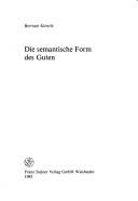 Cover of Die semantische Form des Guten by Bertram Kienzle