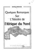Front cover of Quelques remarques sur l'histoire de l'Afrique du Nord by Hamza Benaissa