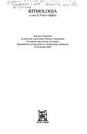 Front cover of Ritmologia by Convegno Il ritmo del linguaggio, poesia e traduzione (2001 Università degli studi di Cassino)
