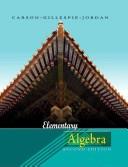 Cover of Elementary algebra by Carson, Tom