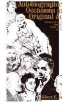 Cover of Autobiographical occasions and original acts by Albert E. Stone