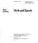 Front cover of Style and Epoch by Moisei Ginzburg