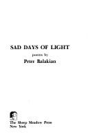 Front cover of Sad days of light by Peter Balakian