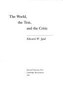 Front cover of The world, the text, and the critic by Edward W. Said