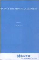 Cover of Finance for mine management by R. M. Wanless