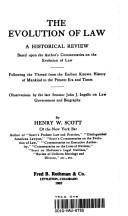 Front cover of The evolution of law by Henry Wilson Scott