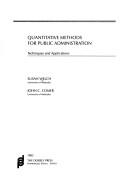 Cover of Quantitative methods for public administration by Welch, Susan.