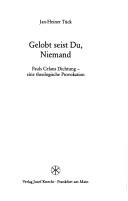 Front cover of Gelobt seist Du, Niemand by Jan Heiner Tück