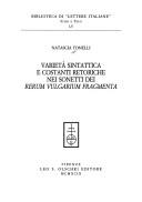 Cover of Varietà sintattica e costanti retoriche nei sonetti dei Rerum vulgarium fragmenta by Natascia Tonelli