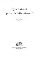 Front cover of Quel statut pour la littérature ? by Jean Bessière