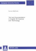 Front cover of Text and argumentation in English for science and technology by Dermot McElholm