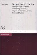 Front cover of Euripides und Homer by Klaus Lange