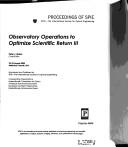 Cover of Observatory operations to optimize scientific return III by Peter J. Quinn