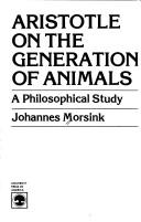 Front cover of Aristotle On the generation of animals by Johannes Morsink