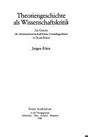 Front cover of Theoriengeschichte als Wissenschaftskritik by Jürgen Klein