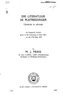 Front cover of Die literatuur as pleitsbesorger = by M. J. Prins