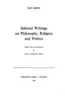 Cover of Selected writings on philosophy, religion, and politics by Jean Bodin