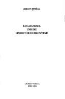 Front cover of Edgar Zilsel und die Einheit der Erkenntnis by Johann Dvořak
