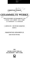 Cover of Vernünfftige Gedancken von den Würckungen der Natur by Christian Wolff