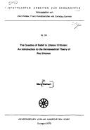 Front cover of The question of belief in literary criticism by Mary Gerhart