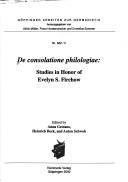 Front cover of De consolatione philogiae by Evelyn Scherabon Firchow
