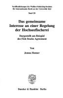 Front cover of Das Gemeinsame Interesse an einer Regelung der Hochseefischerei by Jonna Ziemer