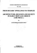 Front cover of From rulers' dwellings to temples by Alexander Mazarakis Ainian