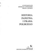 Cover of Historia państwa i prawa polskiego by Juliusz Bardach