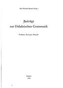 Front cover of Beiträge zur didaktischen Grammatik by Karl Richard Bausch
