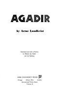 Cover of Agadir by Artur Lundkvist