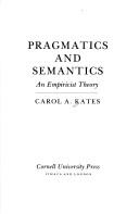 Cover of Pragmatics and semantics by Carol A. Kates