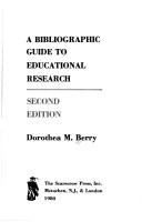 Front cover of A bibliographic guide to educational research by Dorothea M. Berry