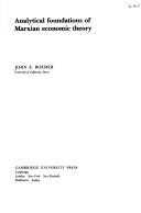 Front cover of Analytical Foundations of Marxian Economic Theory by John E. Roemer