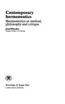 Cover of Contemporary hermeneutics by Josef Bleicher