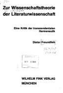 Cover of Zur Wissenschaftstheorie der Literaturwissenschaft by Dieter Freundlieb