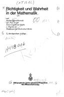 Front cover of Richtigkeit und Wahrheit in der Mathematik by Herbert Meschkowski