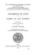 Front cover of Poème au roi Robert by Adalbéron Bp. of Laon