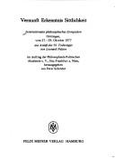 Front cover of Vernunft, Erkenntnis, Sittlichkeit by Internationales Philosophisches Symposion (1977 Göttingen, Germany)