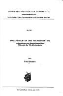 Front cover of Sprachstruktur und Rechtsfunktion by Fritz Schubert