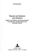 Front cover of Namen im Kontext von Dramen by Henning Thies