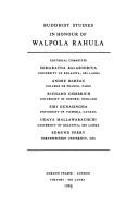 Front cover of Buddhist studies in honour of Walpola Rahula by Walpola Rāhula