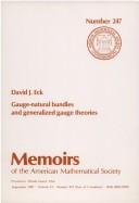 Front cover of Gauge-natural bundles and generalized gauge theories by David J. Eck