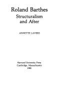 Front cover of Roland Barthes, structuralism and after by Annette Lavers