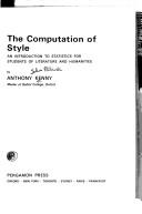Front cover of The computation of style by Anthony Kenny
