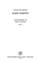 Front cover of Kleine Schriften by Rudolf Otto Franke
