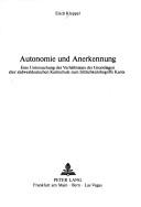 Front cover of Autonomie und Anerkennung by Erich Kleppel